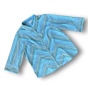 Vintage Woman’s Blue Striped Button Up Shirt